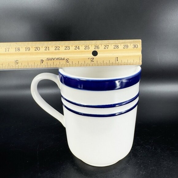 Lenox Kate Spade Ceramic Coffee Mug Cup Sculpted Stripe Cobalt Blue White VTG - Picture 5 of 14